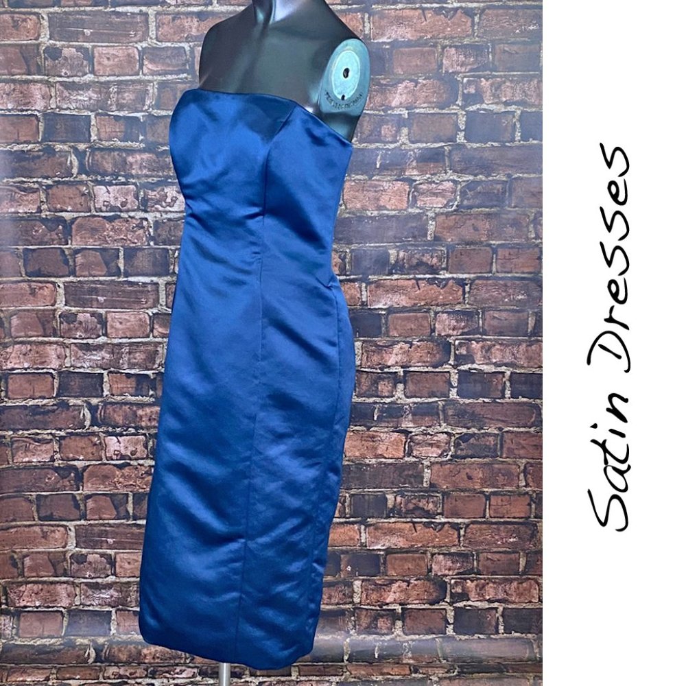 Watters & Watters Strapless Satin Evening Gown Formal Dress Size 10 Prom Wedding - Picture 4 of 6